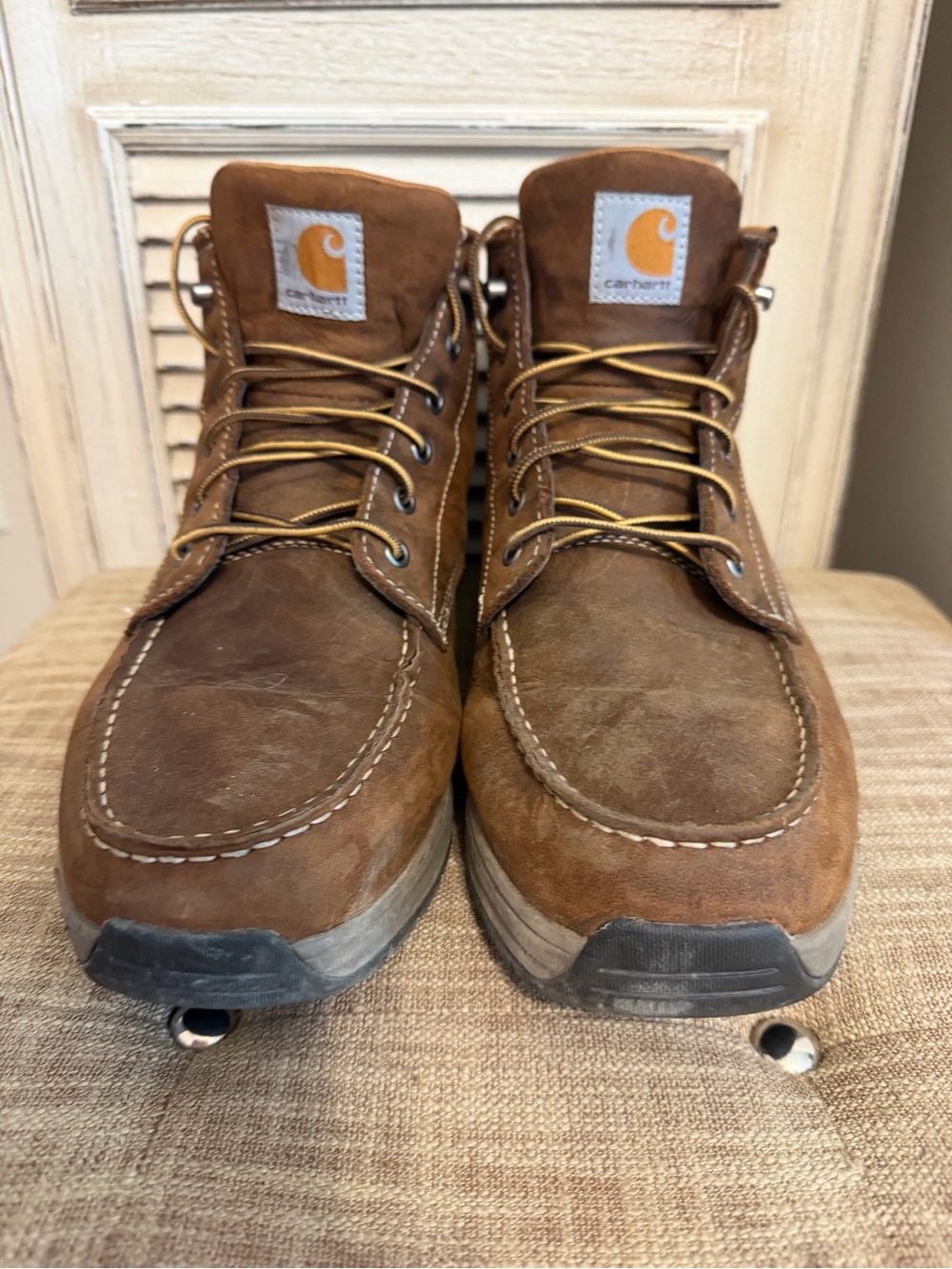 Carhartt Men's Tan/Brown Leather Moc Toe Work Boots - Picture 5 of 5